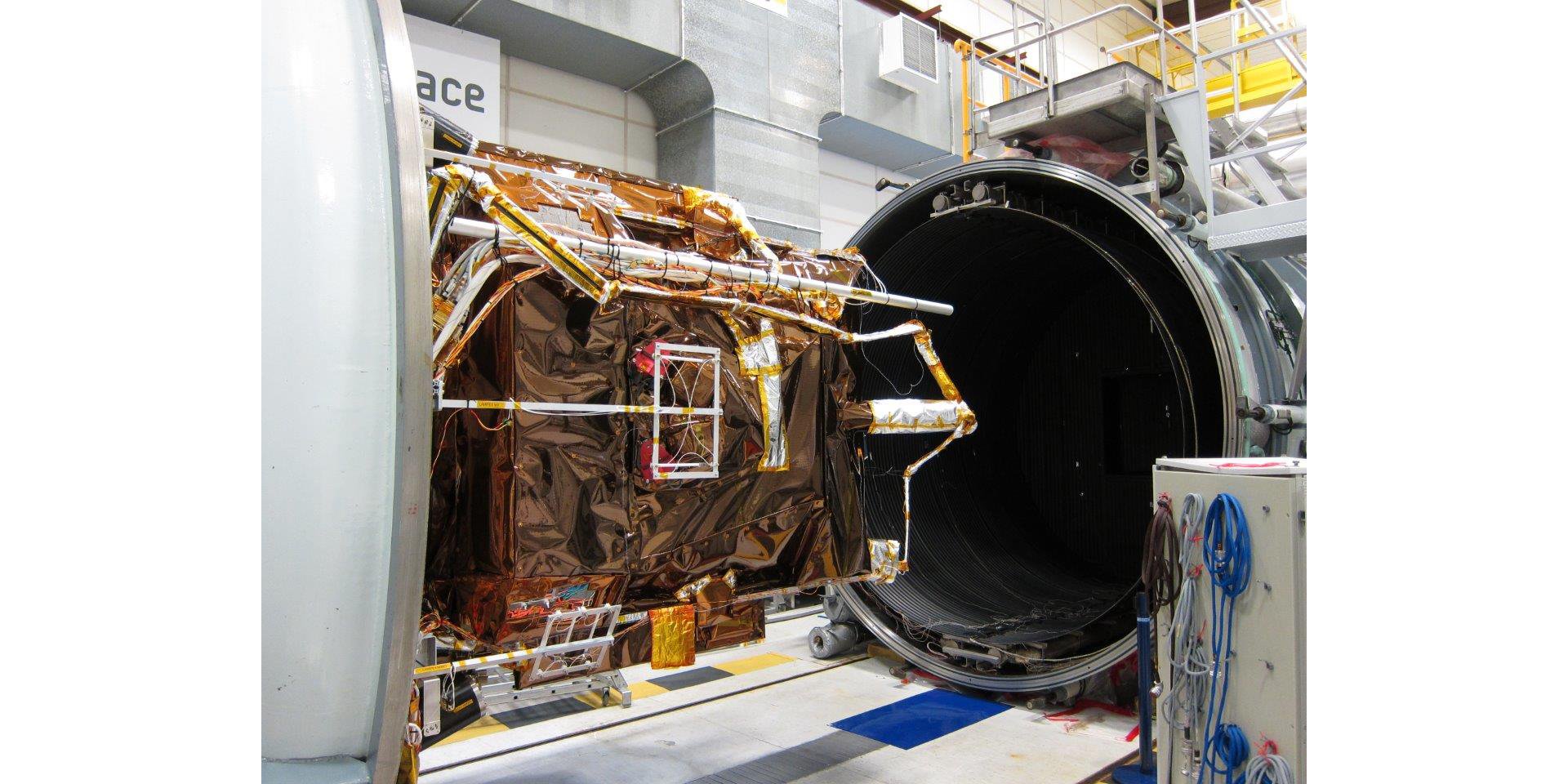 The first two Airbus-built Pléiades Neo imaging satellites in a comprehensive environmental testing, to ensure they are ready for in-orbit operation. 