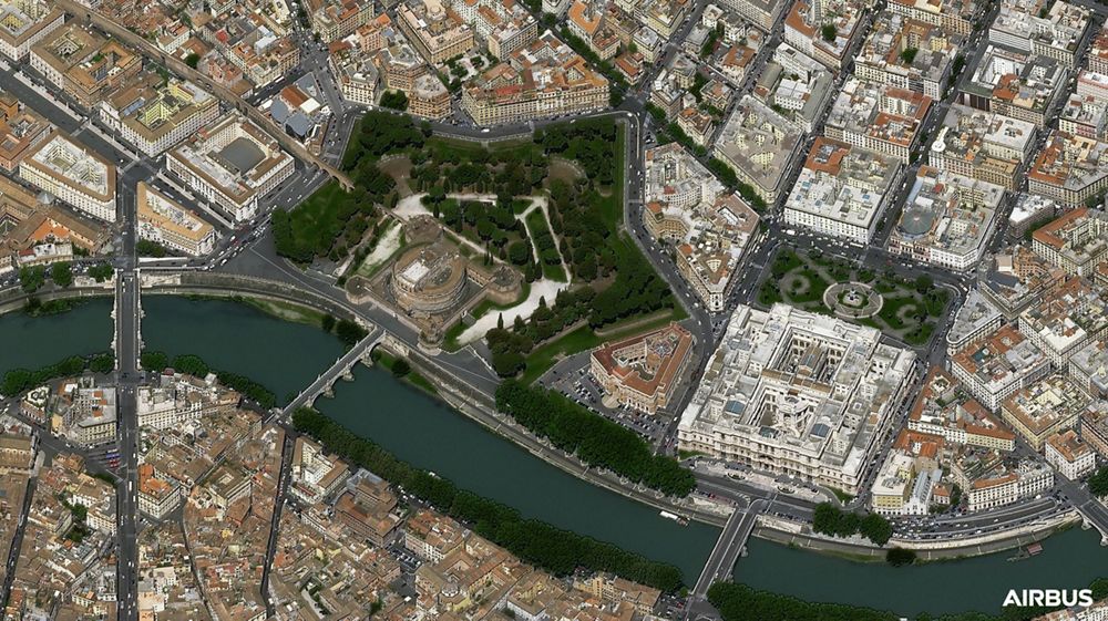 Castel Sant’Angelo, Rome, Italy, at 30cm native resolution, by Pléiades Neo 3 satellite 