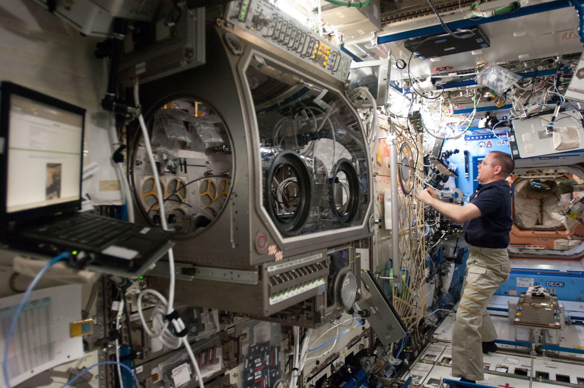 The MSG in the foreground  in the back NASA Astronaut Kevin Ford