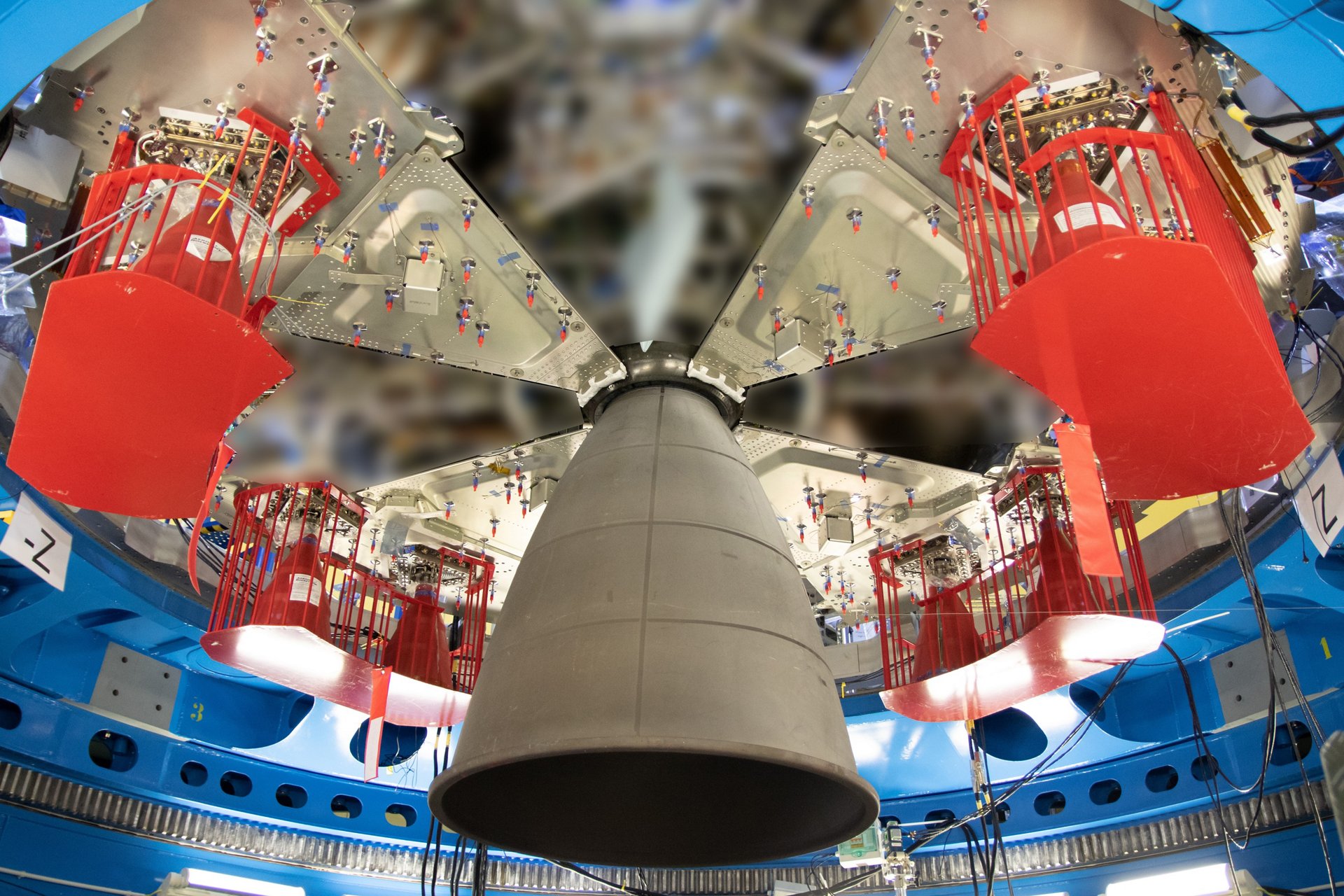 A view from the bottom of the ESM-2 European Service Module flight model.