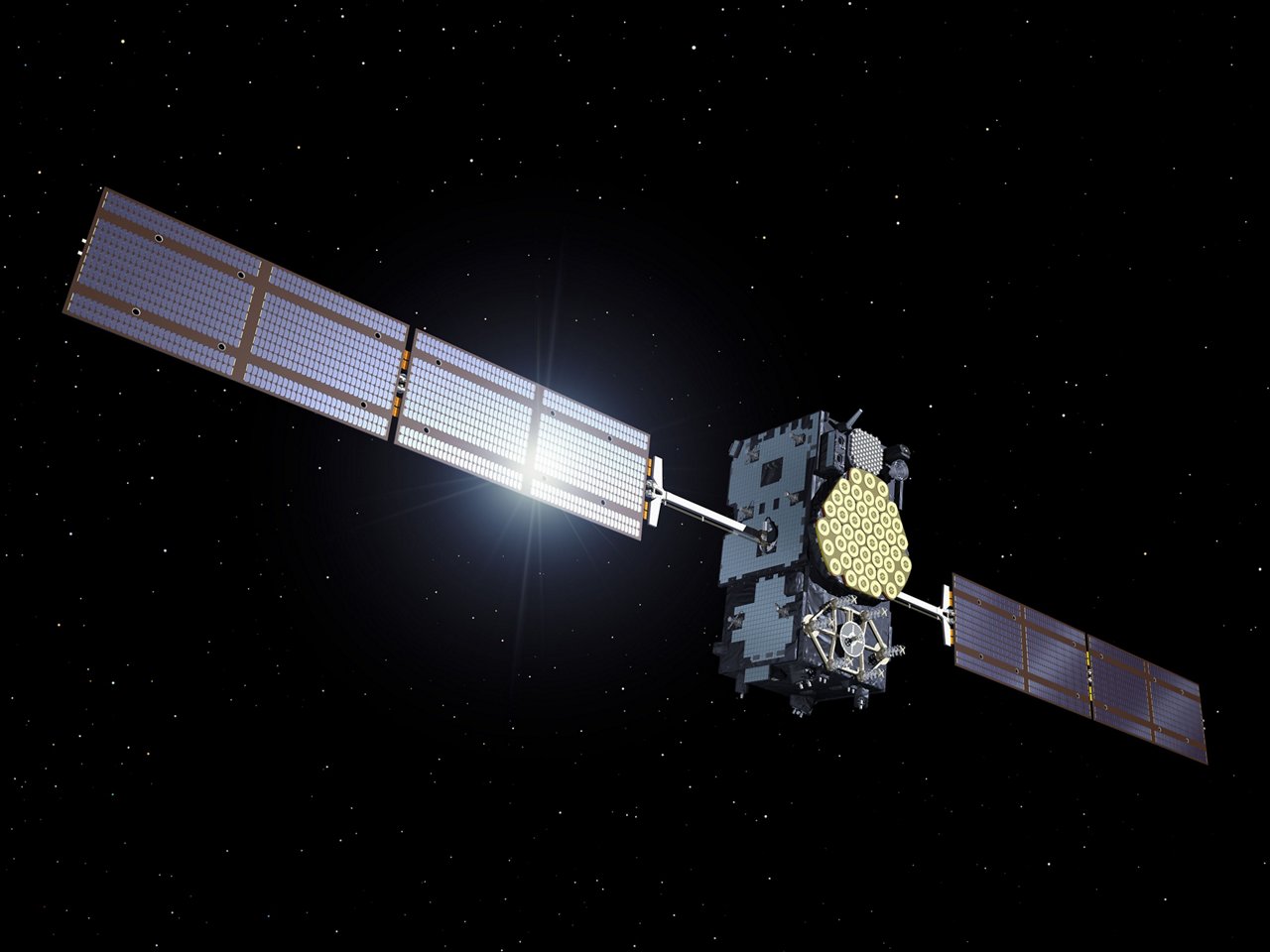 A Galileo satellite of the In-Orbit Validation phase in space