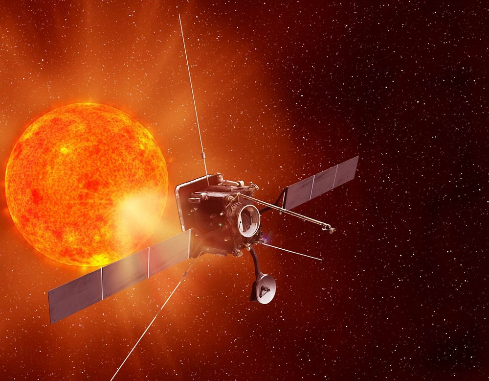 Artist view of Solar Orbiter, designed and built by Airbus Defence and Space-led team, will scrutinise the Sun in unprecedented detail.