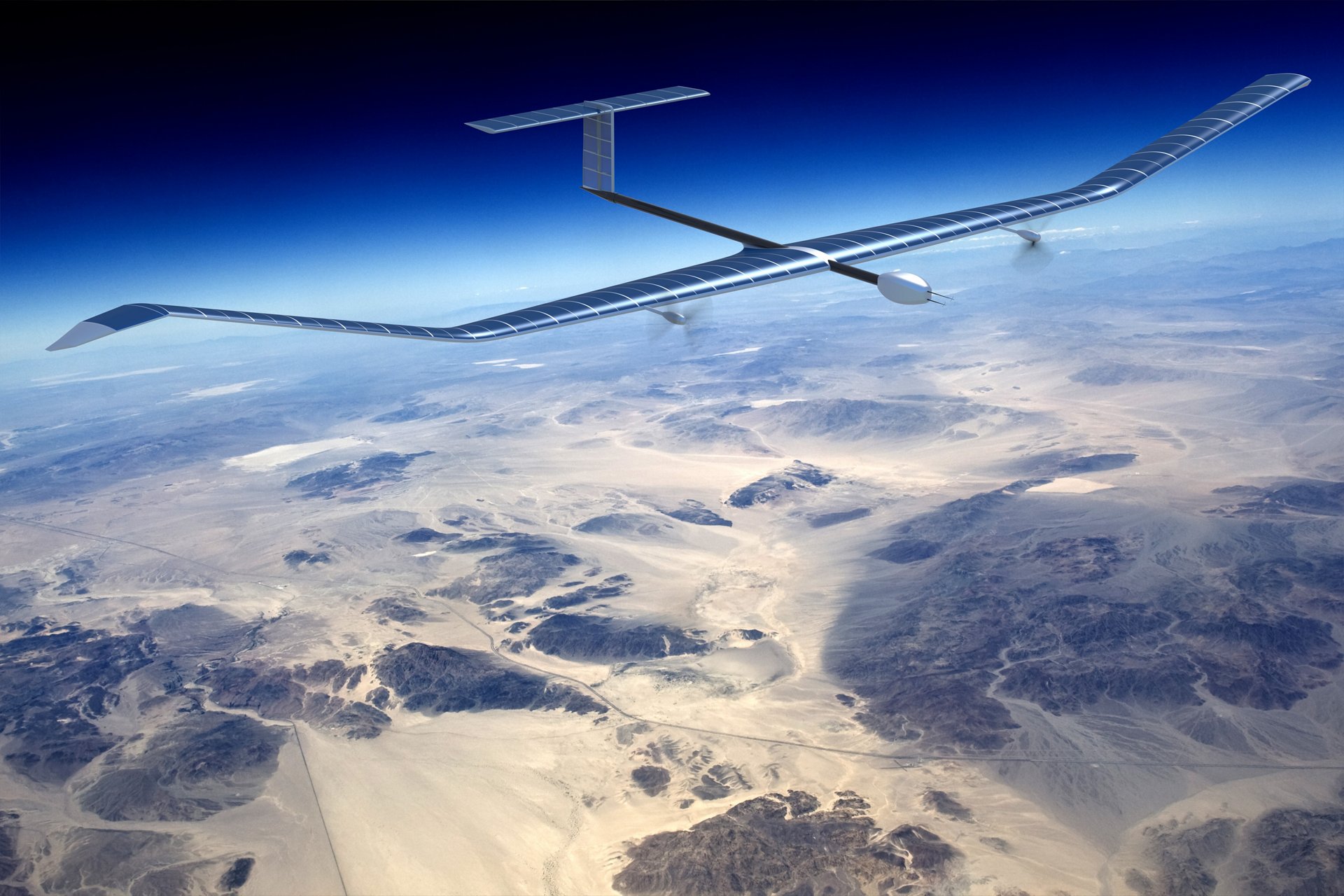 A representation of Airbus’ Zephyr high-altitude pseudo-satellite (HAPS) in flight.