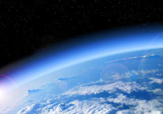 View of the Earth from space, blue planet and deep black space
